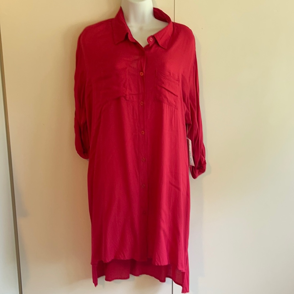 NWT- long button dow. Swim cover up.18/20